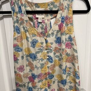 Floral Button-Front Cream Sleeveless Camisole